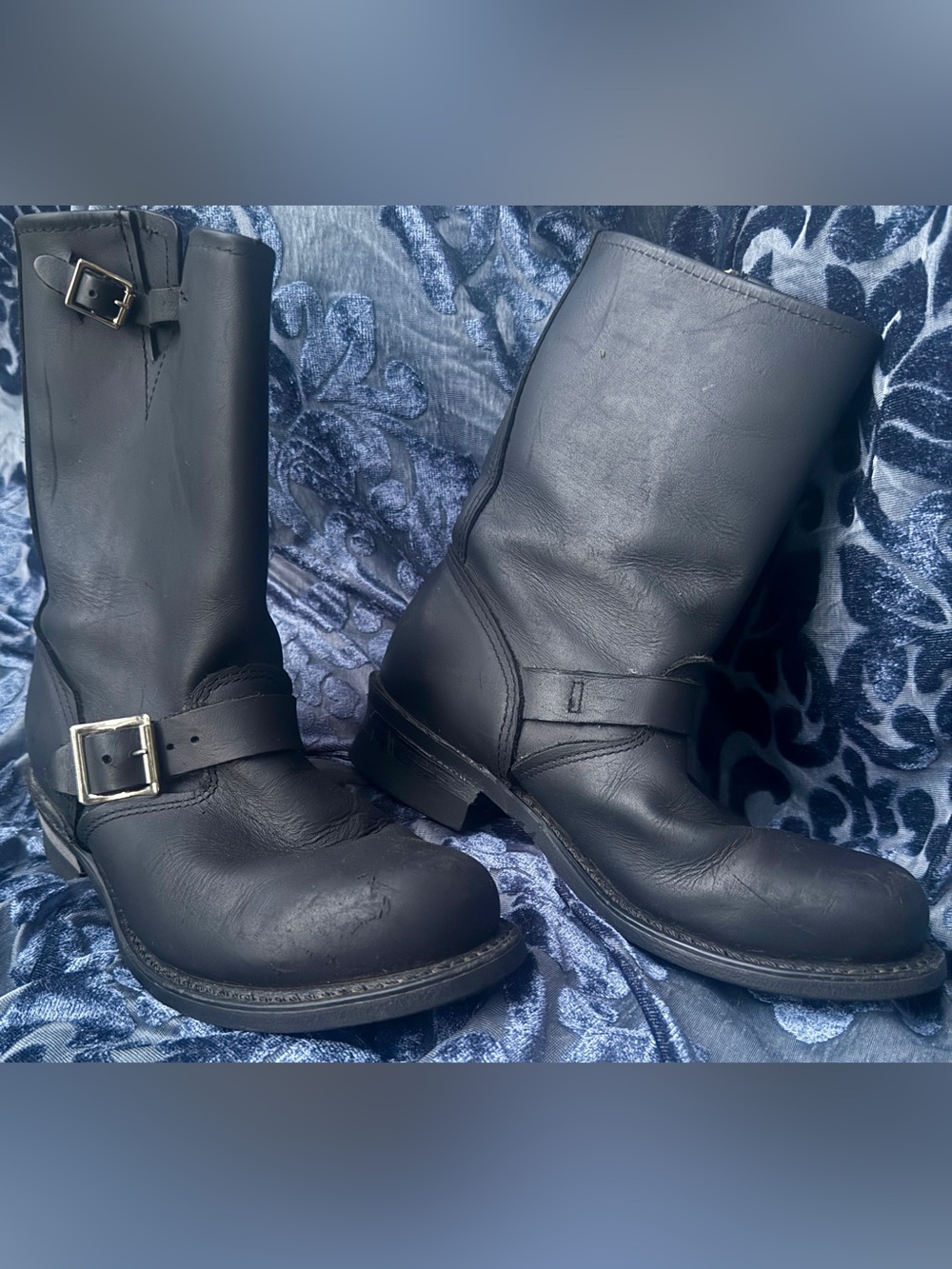 Vintage USA-made FRYE Maxitred Leather Engineer Boots in Black womens 8B